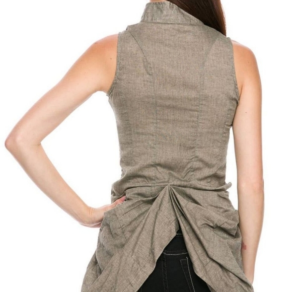 Elaine Edge of Bridgerton: Ruched sleeveless top (tan sz med) - Picture 4 of 6